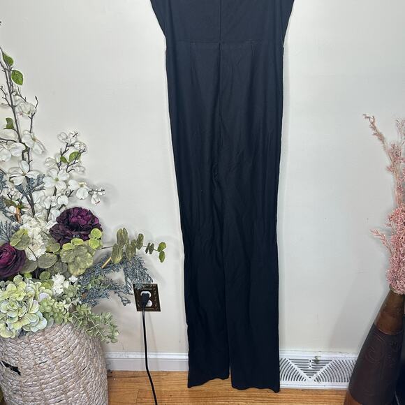 REFORMATION Sophie Jumpsuit Lace Up Neck Tie Up Strappy Black Sz 2 {S11} - Picture 6 of 8